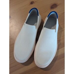 Rothy's Blush Pink Knit Slip On Sneakers Blue Trim Comfort Flats